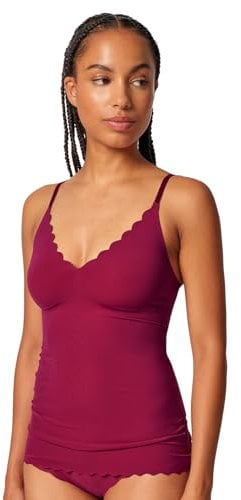 SKINY Damen Spaghetti-Shirt - Top, V-Ausschnitt, Pads, Micro Lovers, Mikrofaser Rot (Beet Red) S
