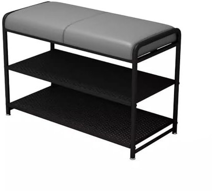 WWERTYY Schuhregal aus Metall mit Sitz, für 6–8 Paar Schuhe, 2-stöckiges Schuhregal, für Flur, Wohnzimmer, Schlafzimmer: 50 cm/70 cm/90 cm, robust und langlebig, multifunktionales Schuhreg