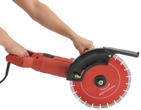 Scie à béton électrique 4300 tr/min - Avec 2 lames de scie - Rotation à 180 ° - Pour couper le béton, l'acier, le bois, le marbre - Lame unique de 30,5 cm (double lame)
