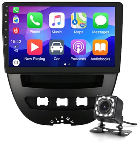 Für Peugeot 107/Aygo/Citroen C1 2005-2014 Radio, 10 Zoll Touchscreen Android 14 Autoradio, Carplay / Android Auto / 1080P / DSP EQ Audio / Bluetooth GPS Navigation / Mirror Link + (Color:DF-6:8+128GB)