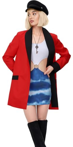 NUWIND Pretty Vivian Women Sexy Honey Costume Movie Character Crop Top Mini Skirt Red Outfit Halloween Uniform Cosplay (Red, L)