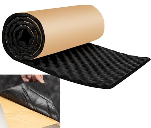 Baketron Selbstklebend 20mm Dämmmatten Dämmung Isolierung Kautschuk Premium Noppenschaumstoff Raum Akustik Schaumstoff Akustikschaumstoff - 6m x 1m （2m x 50cm x 6 Roll）= 6㎡
