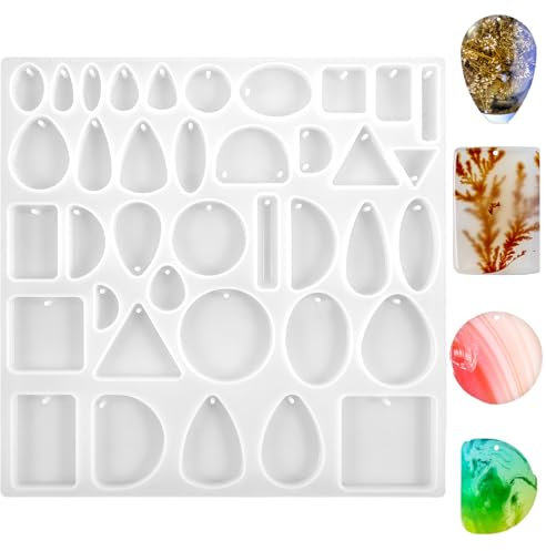 Nogeqi Silikonformen Schmuck Anhänger Epoxidharz Formen Silikon Gießform Schmuck Resin Silikonform Harz Jewelry Molds für DIY Anhänger Halskette Ohrringe Basteln Dekoration