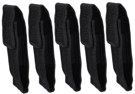 Gatuida 5Pcs Mini Flashlight Pouch Durable Cloth Electric Torch Holder for Outdoor Activities Camping Hiking Wear Resistant Storage Bag Black