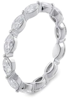 Promise Ring, Damenring Daumen mit Moissanit in Marquise-form 18K Weißgold Größe 60 (19.1)