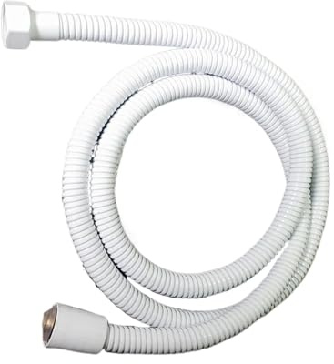 Tuyau de douche flexible en acier inoxydable blanc 1,5 m, double verrouillage avec tubes intérieurs(100cm)