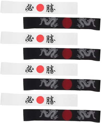 MUELODSIC 8 Stück Pack Sport Stirnbänder Ninja Karate Hachimaki aus Robustem Waschbarem Material Universelle Passform für Kampfsport Fitness Halloween Samurai Kostüm