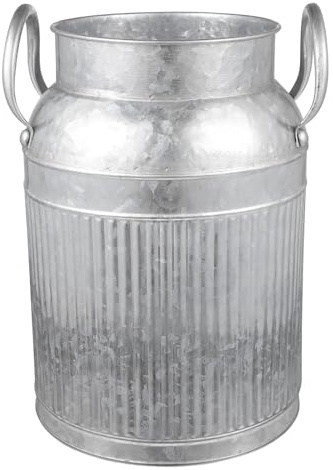 FONDOTIN Vintage Iron Art Flower Bucket with Handle, Large Retro Style Plant Container for Dried Flowers, Rustic Farmhouse Vase Suitable for Home and Garden Décor