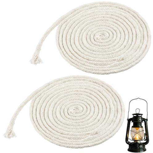 2 Stück Dochte für Kerzen, Kerzendochte Docht für Öllampen 1m x Ø 4mm Baumwoll Docht Runde Wachsfresser Dochte Dauerdocht zur Herstellung von Kerzen DIY Kerzenherstellung Petroleumlampe(1m x Ø 4mm)