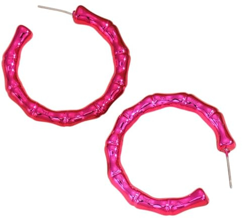 Karma NH11740718 Creolen rund Acryl Ohrringe Pink 3,8 cm Damenohrringe Ohrschmuck Kreolen Damenschmuck Damencreolen modern Geschenk für Sie (Pink)