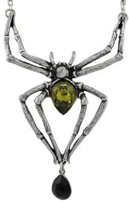 Alchemy Gothic Emerald Venom Crystal Spider Necklace