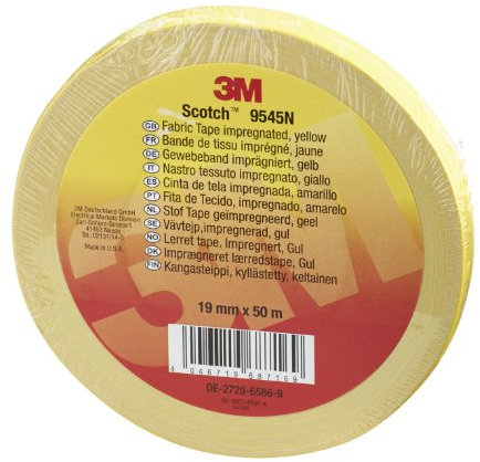 Scotch 9545N Y19 Rouleau de ruban adhésif en tissu 19 mm x 50 m Jaune