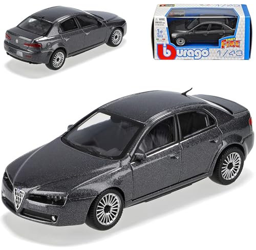Bburago Alfa Romeo 159 Limousine Grau 2005-2011 Typ 939 1/43 Modell Auto mit individiuellem Wunschkennzeichen