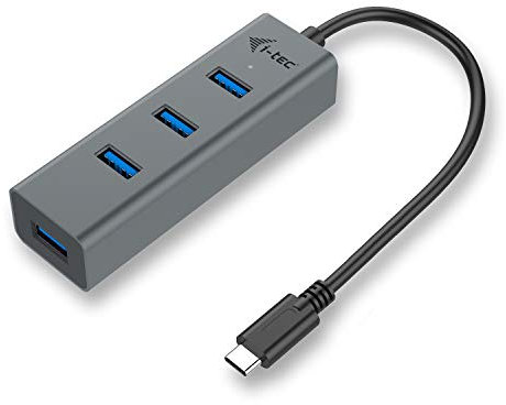 i-tec USB-C Metal HUB 4-Port (4xUSB 3.0 Port für den Anschluß von USB-A Geräten auf den USB-C Konnektor, für Geräte mit USB-C Konnektor, kompatible mit Thunderbolt 3, Windows, Mac OS, Android, Chrome)