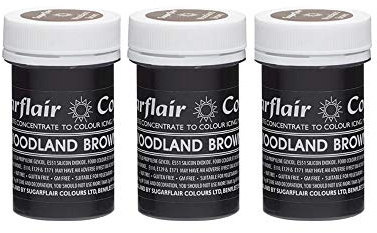 Sugarflair Woodland Brown Pastel Food Colouring Paste, Highly Concentrated for Use with Sugar Pastes, Buttercream, Royal Icing or Cake Mix, Subtle Colour Dye - 25g (Pack of 3)