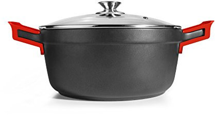 IBILI - Cacerola excellent titanio de aluminio fundido, Tapa de cristal y asas de silicona, 20 cms, Antiadherente, Apta para induccion