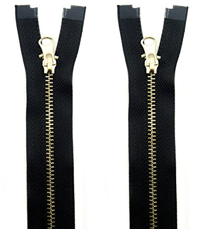 HAND® 2 Pieces Black No.3 Brass Open Ended Metal Zipper 60cmL x 27mmW