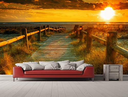 Oedim - Fotomural Vinilo para Pared Atardecer en la Playa | Fotomural para Paredes | Mural | Vinilo Decorativo | Varias Medidas 200 x 150 cm | Decoración comedores, Salones, Habitaciones.