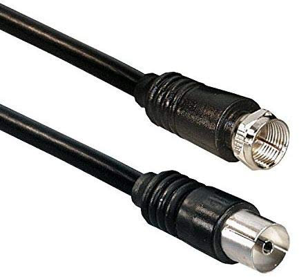 KesCom Hochwertiges Antennenkabel 2,5m F-Stecker gerade auf Koax-Buchse gerade in schwarz >80dB 100% geschirmt BZT