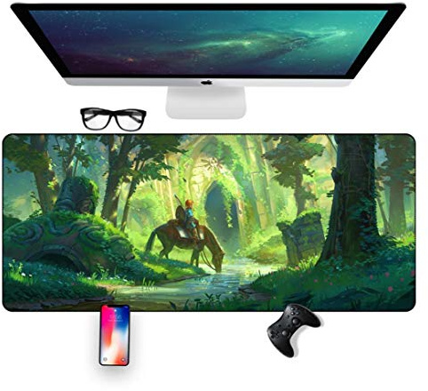 Mauspad, Die Legende von Zelda Wilderness Speed Gaming Mauspad, 800X400mm Mousepad, Extended XXL großes Mousemat mit 3mm starker Basis, für Notebooks, PC, I