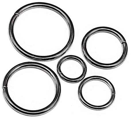 Swpeet S488 Mehrzweck-O-Ringe aus Metall für Gürtel, Hardware, Taschen, Ringe, Handarbeit, DIY-Zubehör, 1/2 Zoll, 5/8 Zoll, 3/4 Zoll, 1 Zoll, 1 1/4 Zoll, 50 Stück