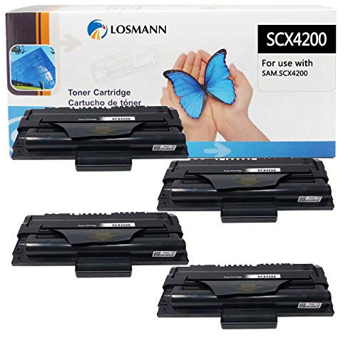 LOSMANN 4x Toner Kompatibel für Samsung Laserdrucker SCX-D4200A / ELS für Samsung SCX-4200 SCX-4200D3 SCX-4200F SCX-4200R, SCX-4200 D3 SCX-4200 F SCX-4200 R (Schwarz 3.000 Seiten Black)
