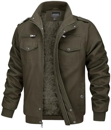 MAGCOMSEN Winterjacke Herren Jacke Winter Warm Bomberjacke Gefüttert | Warm Gefüttert für Winter, Dicke Jacke für Winter, Bomberjacke mit Futter, Bequem für Outdoor Alltag, Taschen für Handy