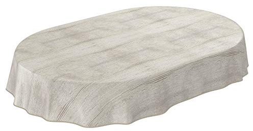 ANRO Abwaschbare Tischdecke Holz Braun – Oval mit Einfassung – Wachstuch mit Rand, pflegeleicht 180 x 140 cm (Oval)
