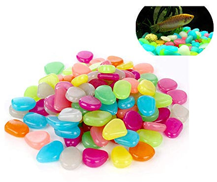 Shuny Galet Lumineux Pierre Lumineuse, Multicolore Galets, Galet Lumineux, Pierre Lumineuse Multicolore, Galets fluorescents, Jardin Décoratif Pierres pour Aquarium, Fish Tank, Chemin Pelouse Cour