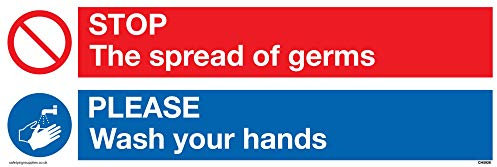 Viking Signs STOP germs PLEASE wash your hands sign - Plastic Rigid 3mm