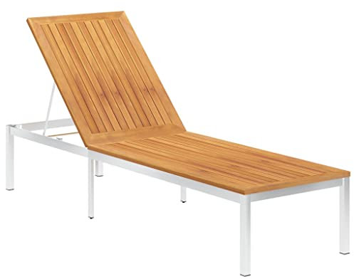 ZQQLVOO Liegestühle Allwetter Holzliege Relaxliege,Relaxliege Garten, Sonnenliege Massivholz Akazie und Edelstahl,Ideal als Relaxliege für Balkon, Garten, Terrasse, Liegestühle Sonnenliegen