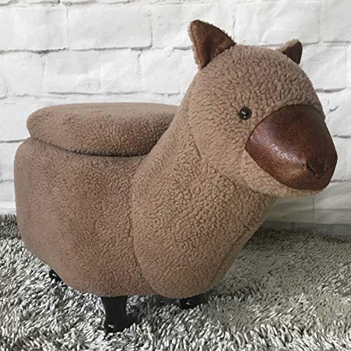 Möbel Akut Tierhocker Lama Kinderhocker Alpaka braun Hocker mit Staufach Massivholz schwarz