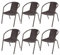 DKIEI 6 Pcs Outdoor Black Garden Wicker Rattan Bistro Chair Metal Frame Woven Seat, Brown, 72 * 56 * 54.5cm