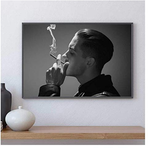RUIYANMQ Leinwand Bild G-Eazy Poster Und Drucke Rapper Musik Sänger Star Schwarz-Weiß-Wandkunst Für Schlafzimmer Wohnzimmer Home Decor Ky343Fa 40X60Cm Rahmenlos