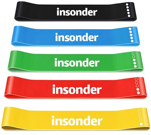 Insonder Fitnessbänder 5er Set - Resistance Bands Set - Widerstandsbänder, Gymnastikband, Fitnessband - Strength Training Equipment - Gummiband Sport - Trainingsbänder + Booty Band