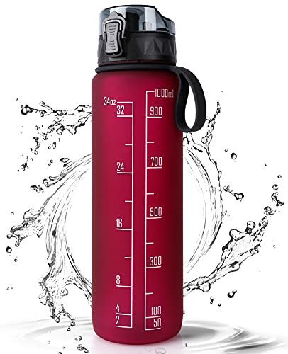 FULDENT Sports Water Bottle 1L Leakproof Design Water Bottle, BPA Free Tritan Plastic Drinking Bottle for Teenager, Adult, Sports, Hiking, Gym, Fitness, Outdoor, Cycling, School & Office