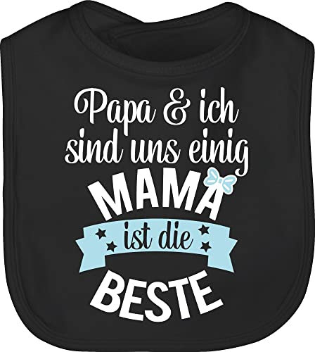 Baby Lätzchen - Mama ist die Beste I - Unisize - Schwarz - kinderlatz muttertagsgeschenk best mutter lätze mother's day für mamas zur geburt laetzchen mutti mum sabberlätzchen mama's geschenk