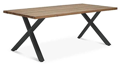 OUTLIV. Hudson Gartentisch 220x100cm mit Gestell aus Edelstahl und Tischplatte aus recyceltem Teakholz, jeder Tisch ist einzigartig, für 8 Personen
