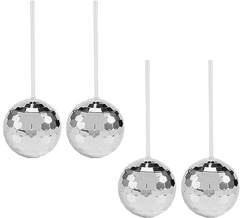 Ocnvlia 4 Disco Ball Cup Glitter Flash Ball Cocktail Cup Tea Bottle Party Supplies Unique for Party Drinking Beverage C