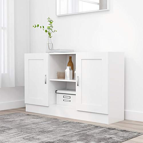 Leepesx Sideboard, Aufbewahrungsschrank, Dielenschrank, Flurschrank, Beistellschrank, Schrank, Anrichte, Weiß 120x30,5x70 cm Spanplatte