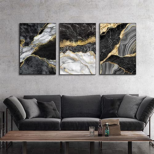 HEHGVCF Wandbilder Schwarz Grau,Home Decor Bild 50x70cm, Grau Textur Marmor Bild auf leinwand vlies,wohnzimmer Leinwandbilder Dekor Rahmenlos (A,50 x70cm)