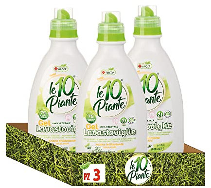 Le 10 Plants Eco-Bio Detergente Gel Lavavajillas Vegetal - Sin Colorantes - Altamente Biodegradable - Hipoalergénico - 1000ml