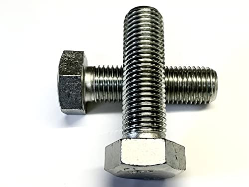 J&A Racing International Sechskantschraube, hohe Zugfestigkeit, verzinkt, M30, 30 mm Durchmesser, Vollgewinde x 50 mm lang, 2 Stück, Silber