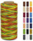 LEREATI Ledergarn 0,8mm x 260m Flacher Wachsschnur Gewachster Faden Leder Nähen Faden, Leder Nähgarn Garn für Handwerk, Nähen, Reparatur, Buchbinden, Schmuck, Häkeln (Bunt)