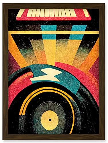 Doppelganger33 LTD Retro Record Player DJ Decks Turntable Abstract Print Artwork Framed Wall Art Print A4