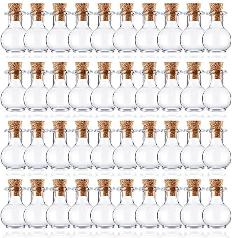Mini Botellas de Cristal, 40 Piezas Frascos de Vidrio Tapon Corcho, 2ml Botes Cristal Pequeños, Botella de Vidrio Mini Transparentes para Bodas, Eventos, Fiestas