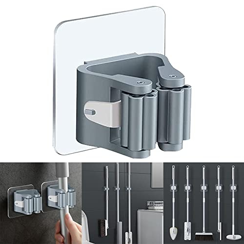 4 Stück Wand Gerätehalter Besen Mop Halter Besenmopphalter Besenhalter Selbstkleben Ohne Bohren Wandhalterung Universell Werkzeughalter für Schränke Küche Badezimmer Garten Haus Garage