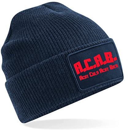 Grobe Jungs Patch Beanie ACAB Acht Cola Bier Navy