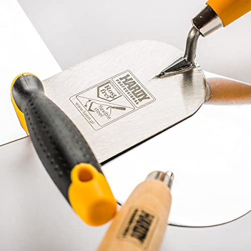 HARDY Zahnkelle 2k Serie *28* für Lasur Glätten Putz Kleben Werkzeuge Stiel Holz Bau Renovierung Renovierungsarbeiten Spachtel zum Auftragen von Putz Größe 8x8 cm