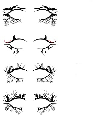 AUOCATTAIL 4 Pcs Halloween Face Tattoo Stickers Scary Spider, Skull & Bat Designs for Women, Girls, and Masquerade Parties Temporary Tattoo Stickers for Face and Body Halloween Makeup Essential